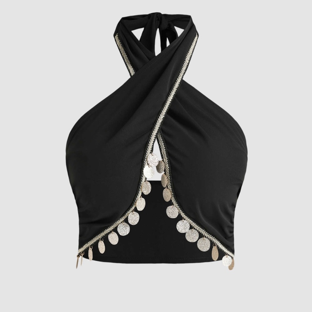 Sequins halter tank top